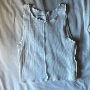 American Eagle White Tank Top Split Fabric